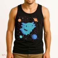 Kawaii Axolotl In Space With Planets Cute Japanese Science Tank Top thumb 3