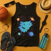 Kawaii Axolotl In Space With Planets Cute Japanese Science Tank Top thumb 4