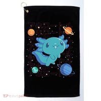 Kawaii Axolotl In Space With Planets Cute Japanese Science Golf Towel thumb 0