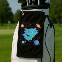 Kawaii Axolotl In Space With Planets Cute Japanese Science Golf Towel thumb 2