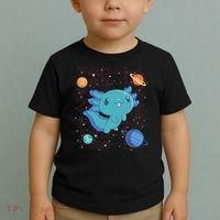 Kawaii Axolotl In Space With Planets Cute Japanese Science Toddler T-Shirt thumb 2