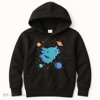 Kawaii Axolotl In Space With Planets Cute Japanese Science Kids Hoodie thumb 0