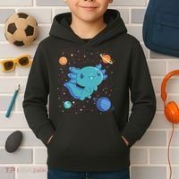 Kawaii Axolotl In Space With Planets Cute Japanese Science Kids Hoodie thumb 2