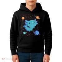 Kawaii Axolotl In Space With Planets Cute Japanese Science Kids Hoodie thumb 4