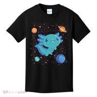 Kawaii Axolotl In Space With Planets Cute Japanese Science Kids T-Shirt thumb 0