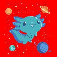 Kawaii Axolotl In Space With Planets Cute Japanese Science Santa Hat thumb 1