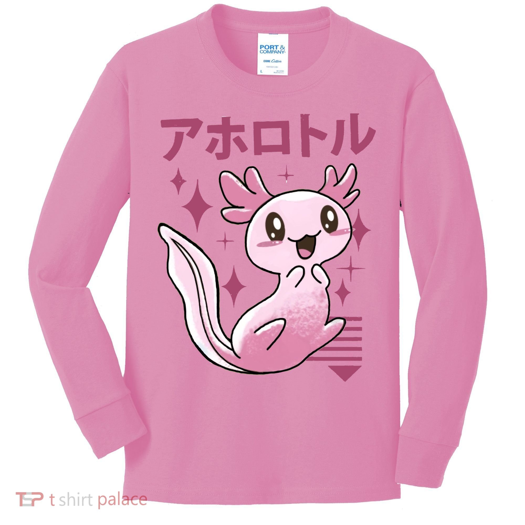 Kawaii Axolotl Kids Long Sleeve Shirt