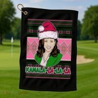 Kamala La La La  AKA Ugly Christmas Sweater Golf Towel thumb 1