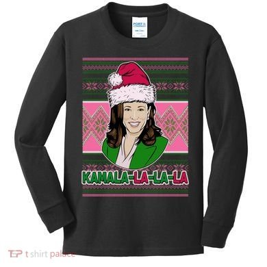 Kamala La La La  AKA Ugly Christmas Sweater Kids Long Sleeve Shirt