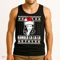 Kamala La La La Ugly Christmas Sweater Tank Top thumb 3