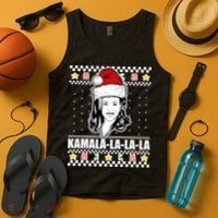 Kamala La La La Ugly Christmas Sweater Tank Top thumb 4