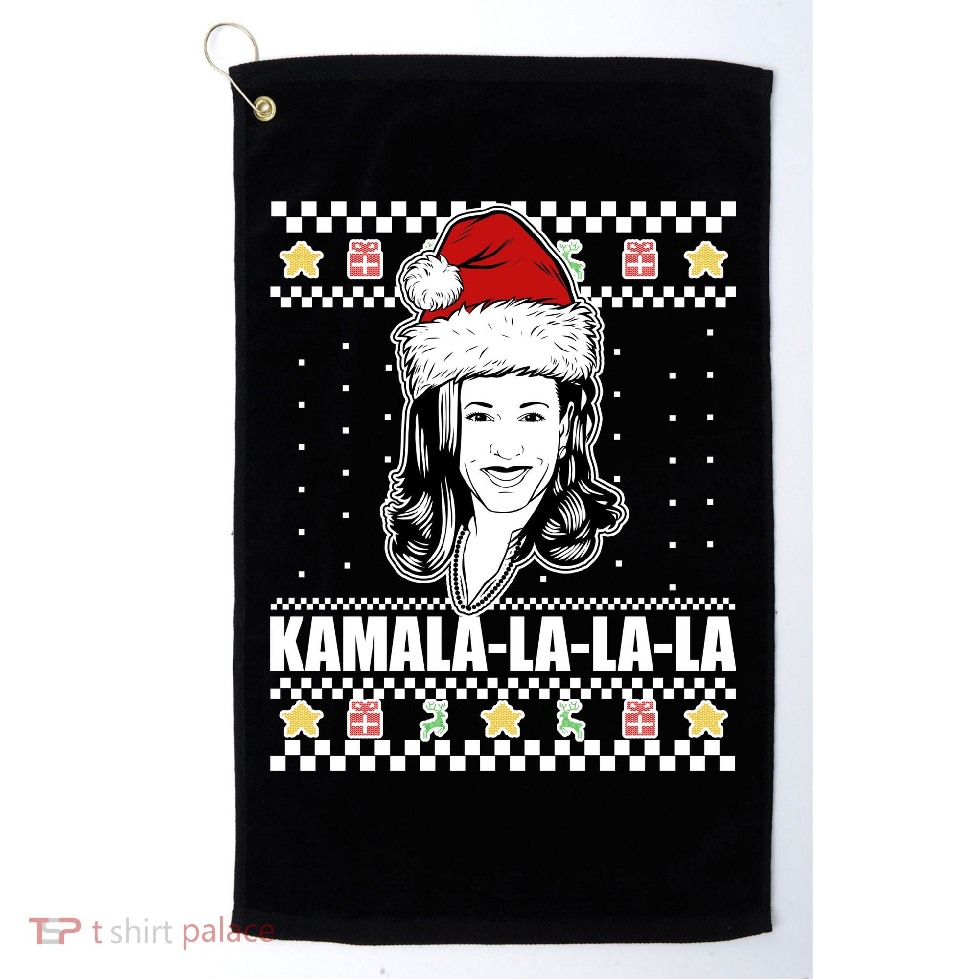Kamala La La La Ugly Christmas Sweater Golf Towel