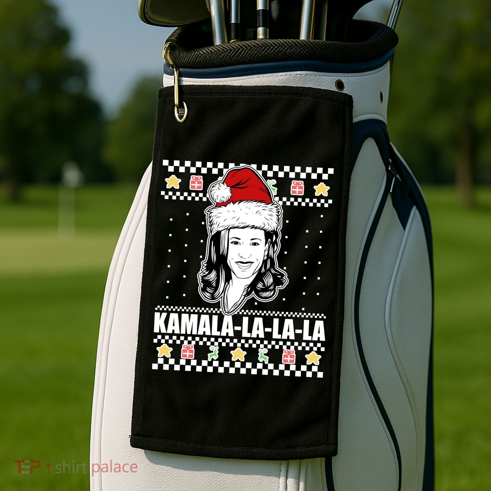 Kamala La La La Ugly Christmas Sweater Golf Towel
