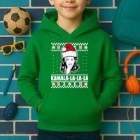 Kamala La La La Ugly Christmas Sweater Kids Hoodie thumb 2