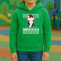 Kamala La La La Ugly Christmas Sweater Kids Hoodie thumb 3