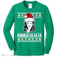 Kamala La La La Ugly Christmas Sweater Kids Long Sleeve Shirt thumb 0