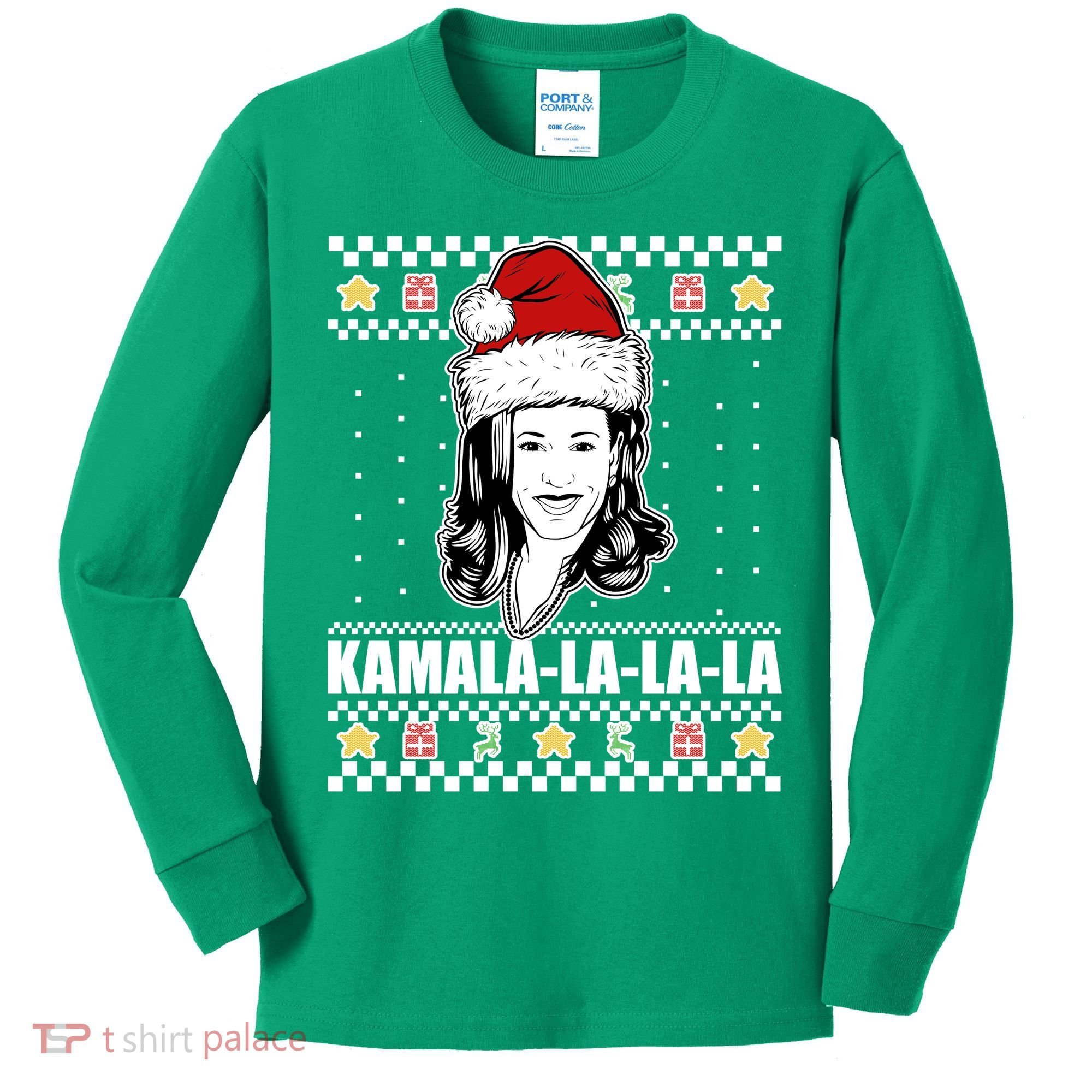 Kamala La La La Ugly Christmas Sweater Kids Long Sleeve Shirt