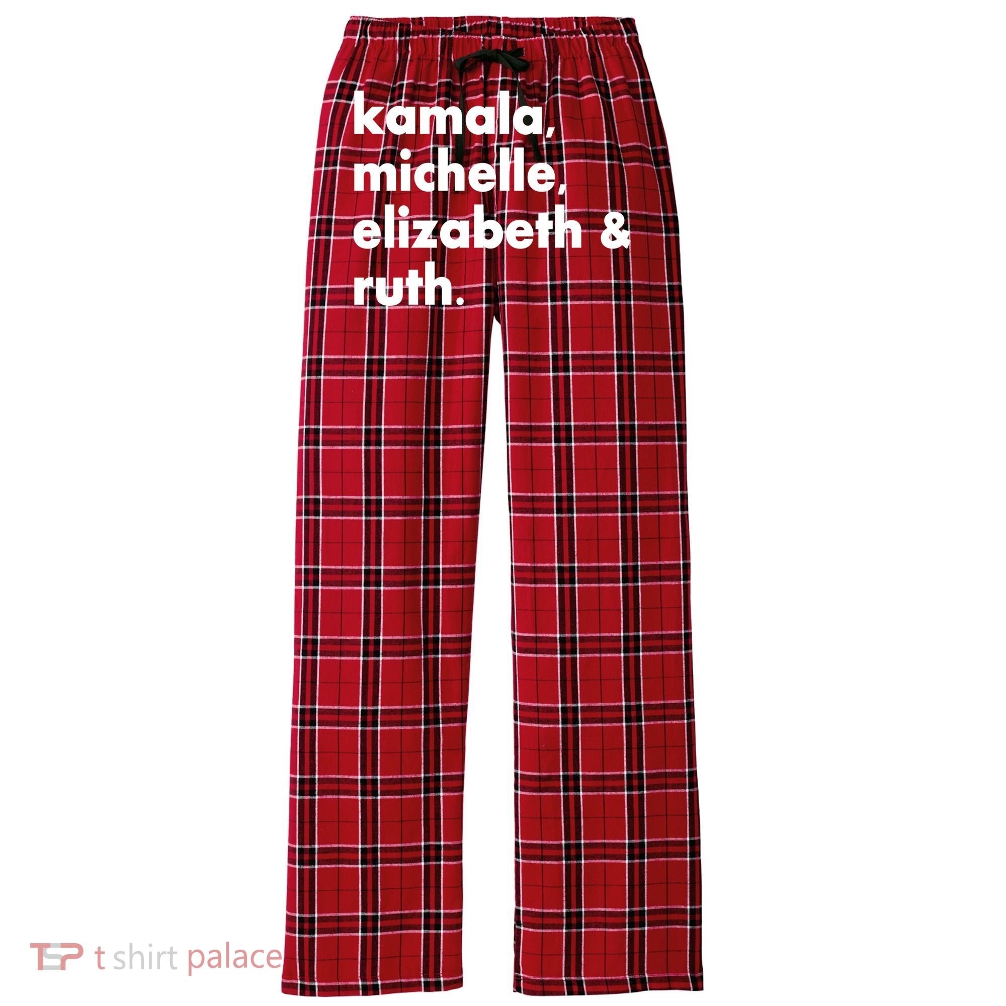 Kamala Michelle RBG Elizabeth Ruth Women's Flannel Plaid Pajama Pants