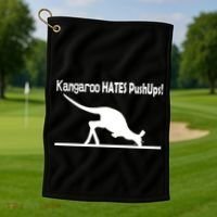 Kangaroo Hates Pushups Golf Towel thumb 1