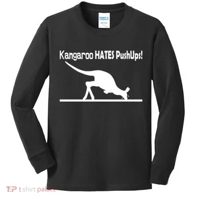 Kangaroo Hates Pushups Kids Long Sleeve Shirt