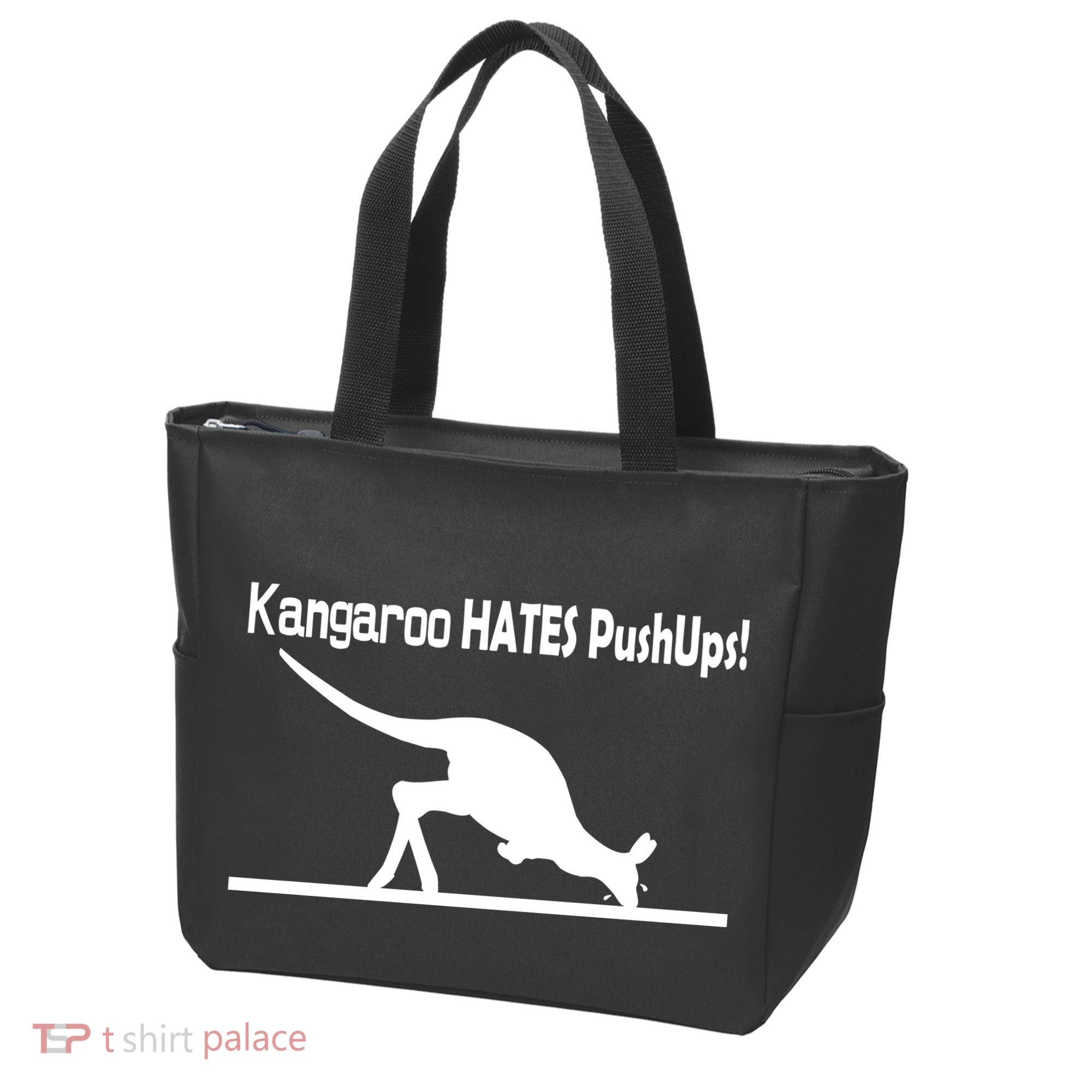 Kangaroo Hates Pushups Tote Bag