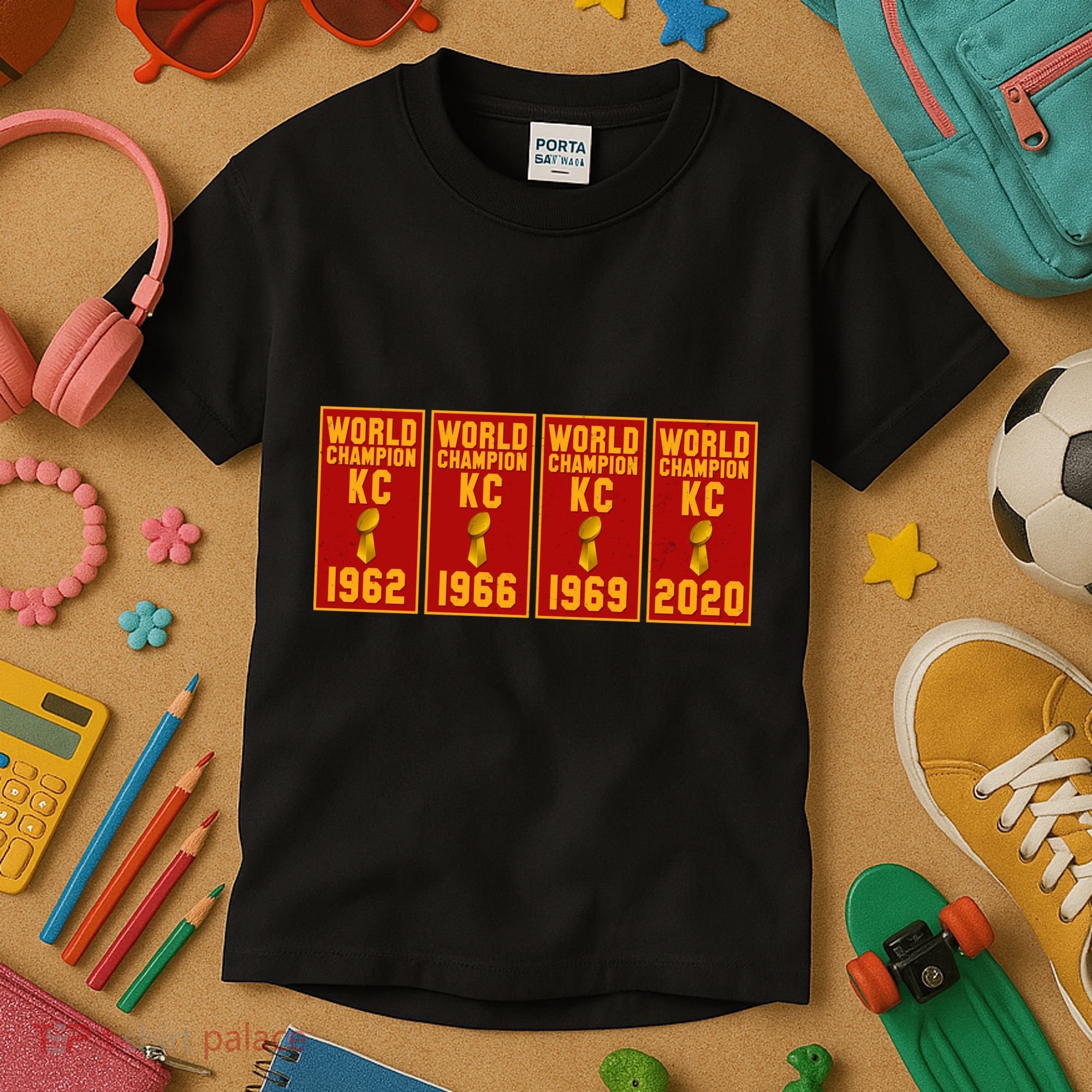 Kansas City Football World Champion Banners Kids T-Shirt