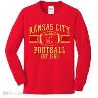 Kansas City MO Football Est 1960 Kids Long Sleeve Shirt thumb 0