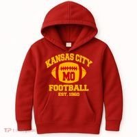 Kansas City MO KC Fooball Mahomes Fan Kids Hoodie thumb 0