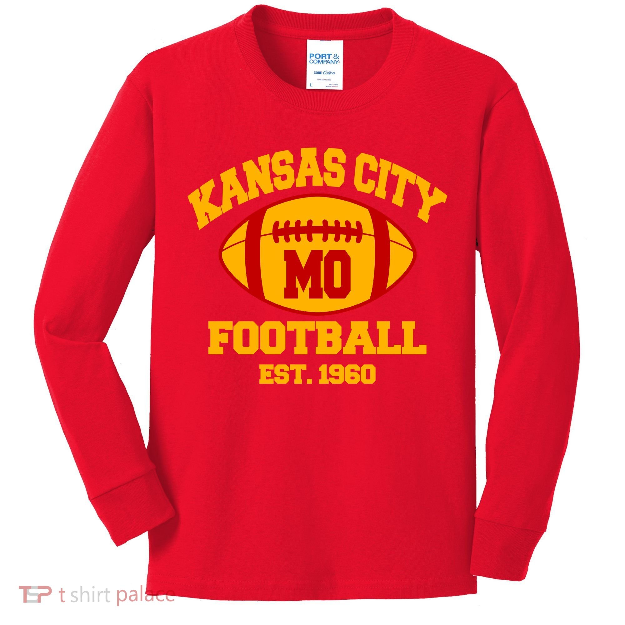 Kansas City MO KC Fooball Mahomes Fan Kids Long Sleeve Shirt