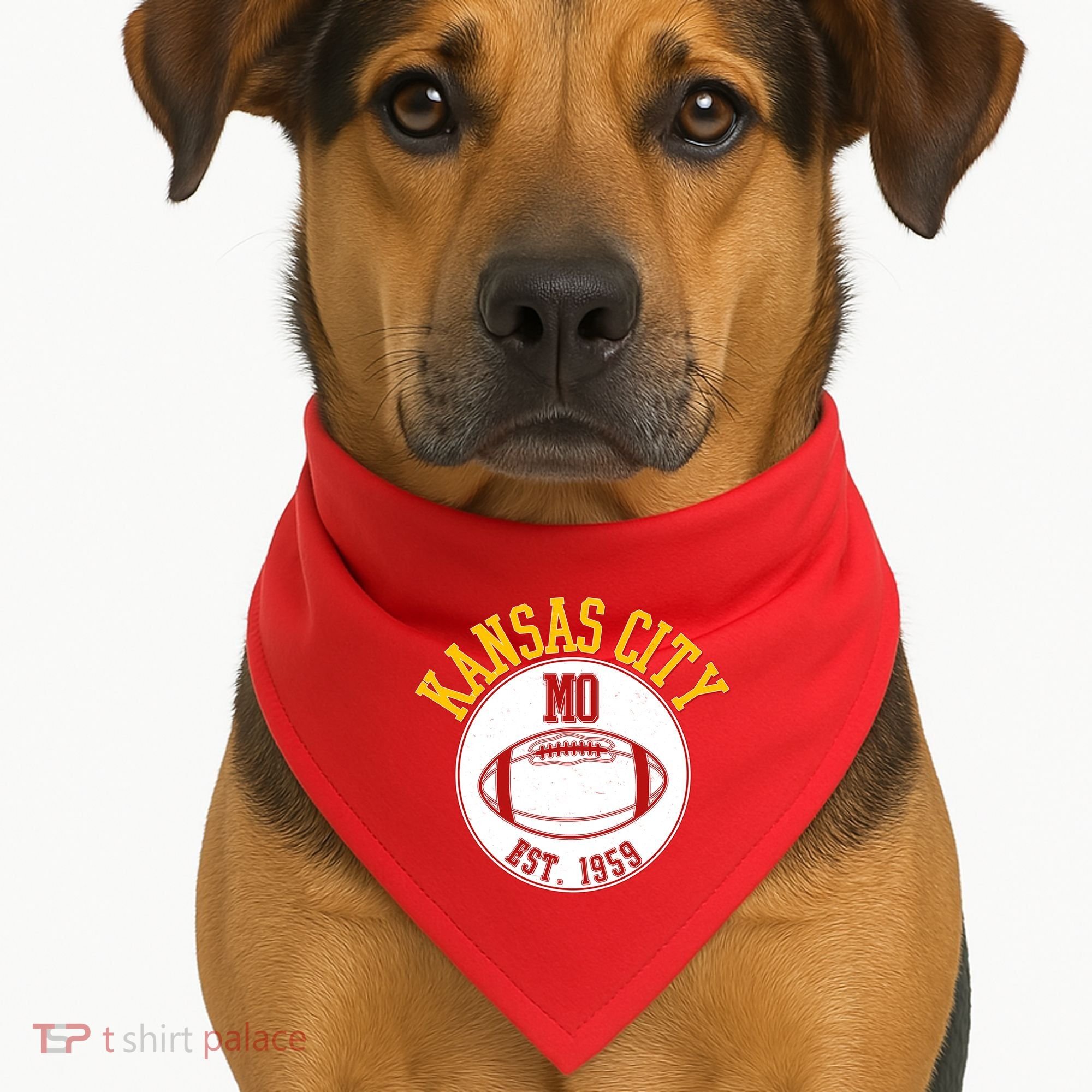 Kansas City MO KC Football EST 1959 Emblem USA-Made Doggie Bandana