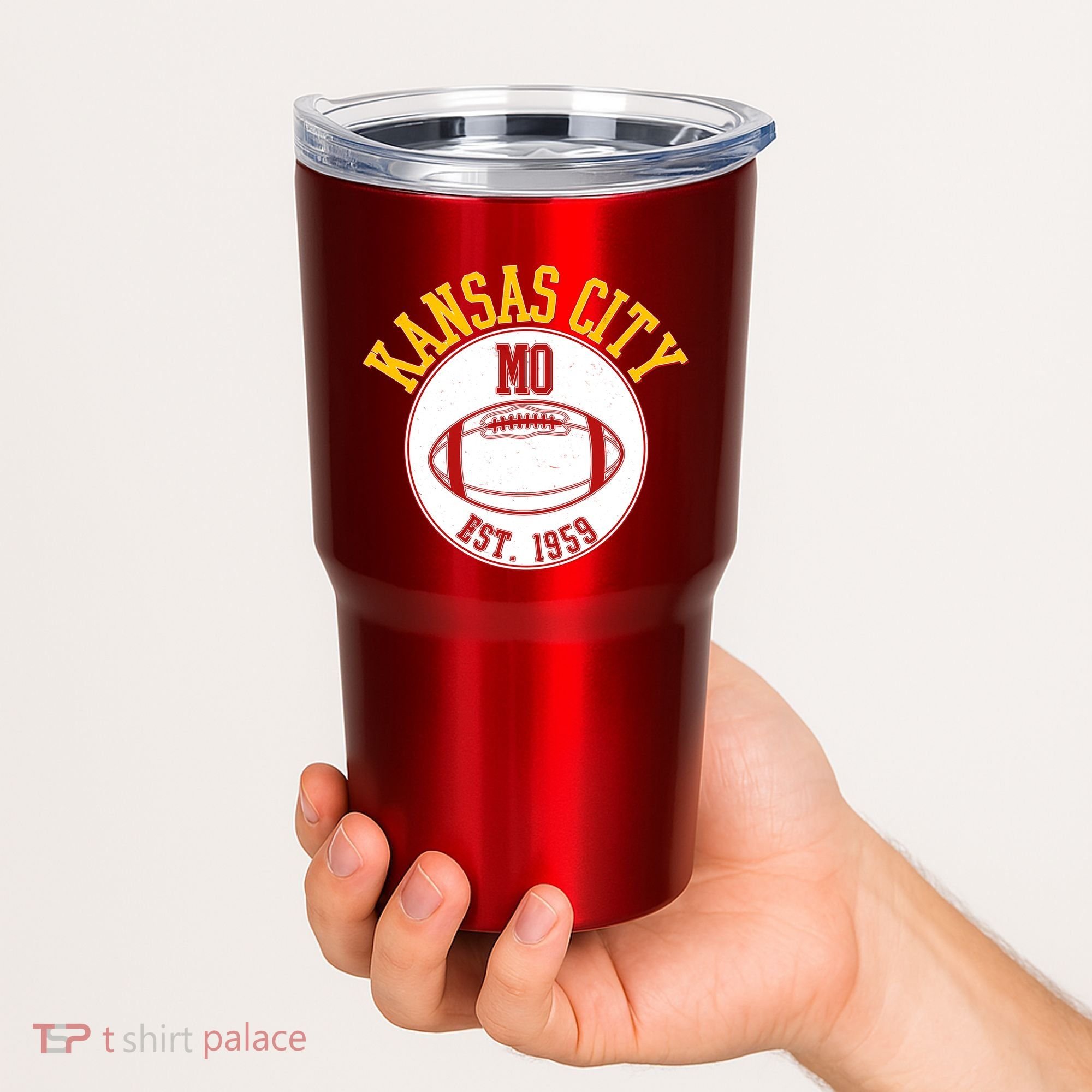 Kansas City MO KC Football EST 1959 Emblem Tumbler