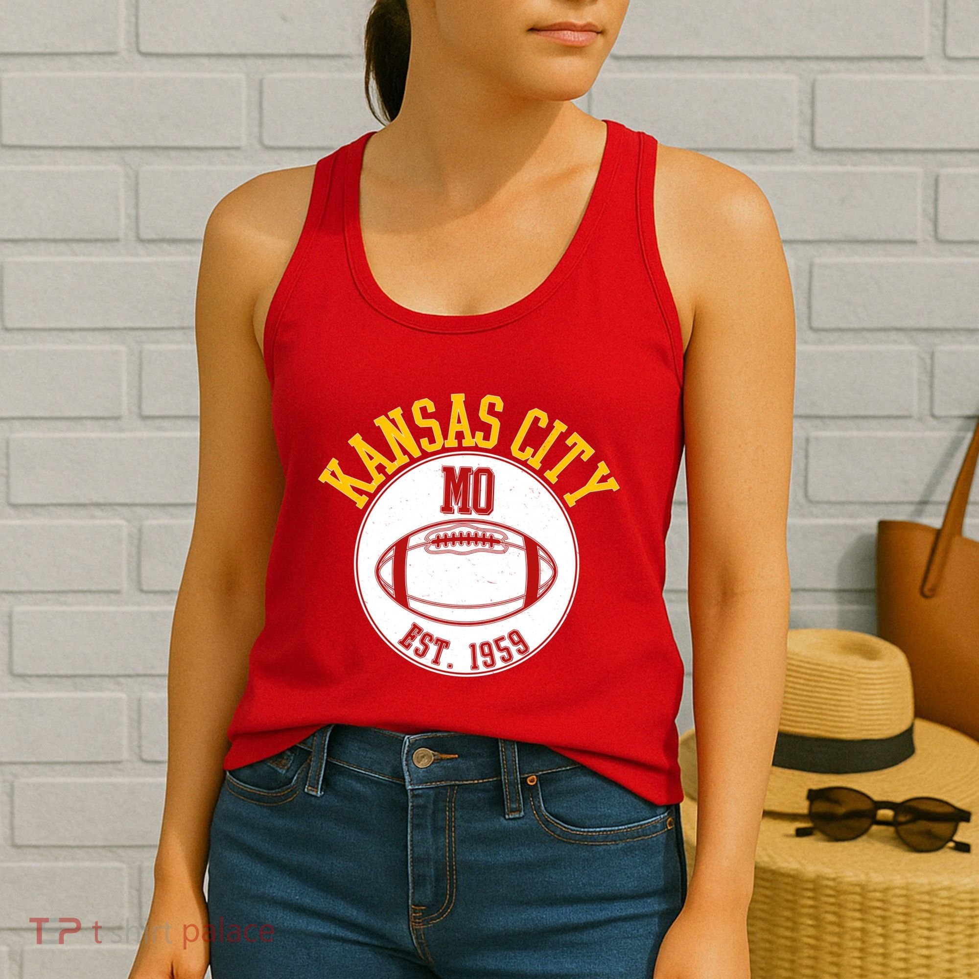 Kansas City MO KC Football EST 1959 Emblem Women's Tank Top