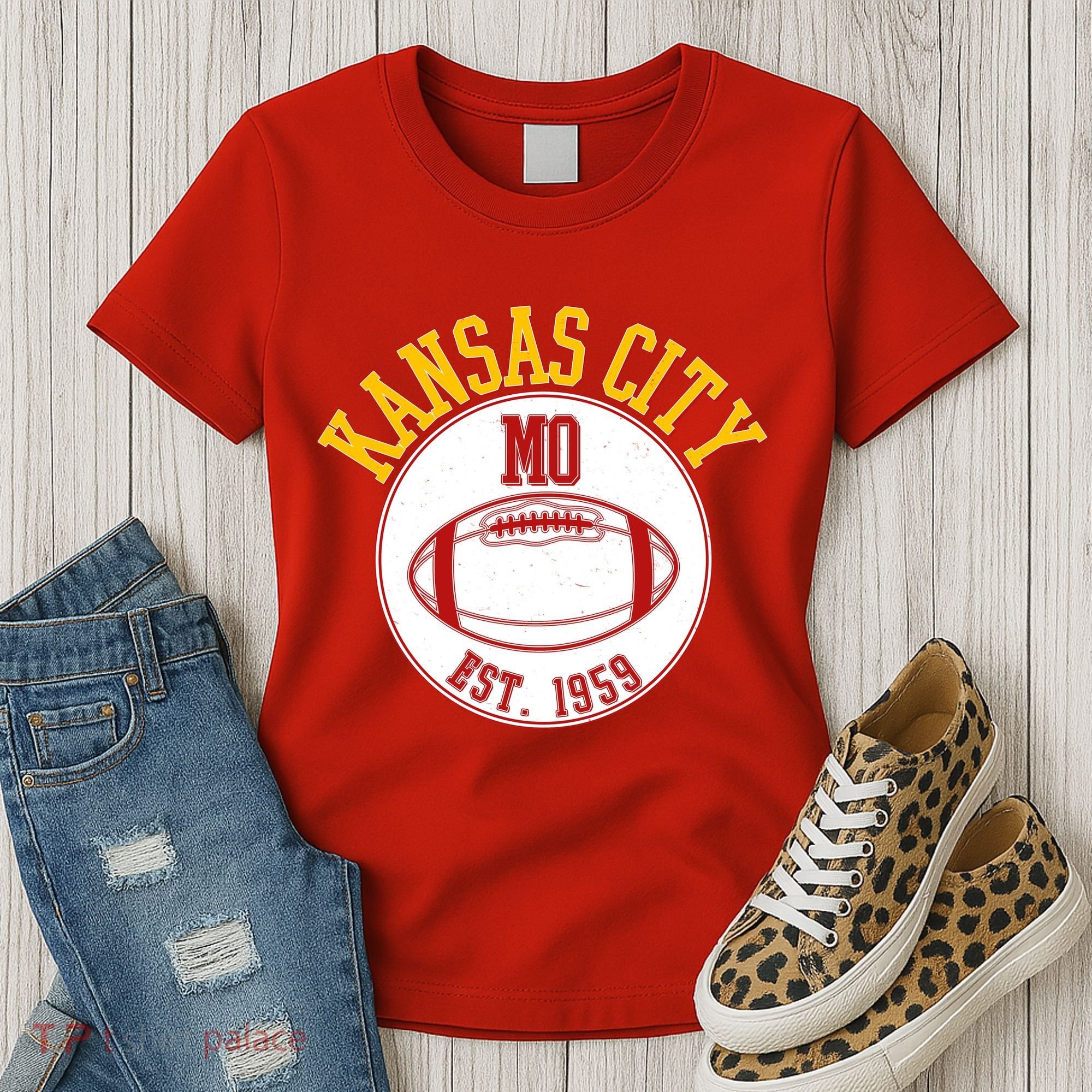 Kansas City MO KC Football EST 1959 Emblem Women's T-Shirt