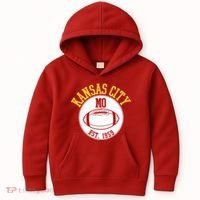 Kansas City MO KC Football EST 1959 Emblem Kids Hoodie thumb 0