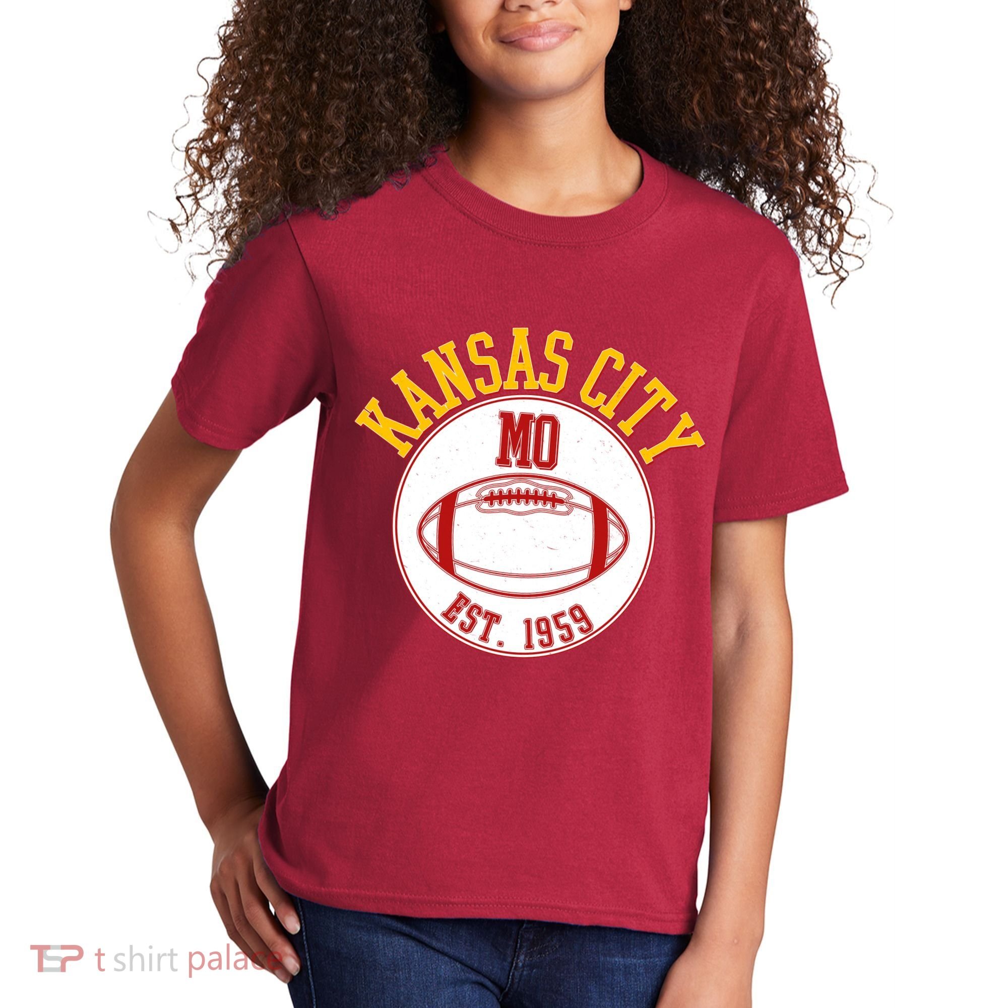 Kansas City MO KC Football EST 1959 Emblem Kids T-Shirt