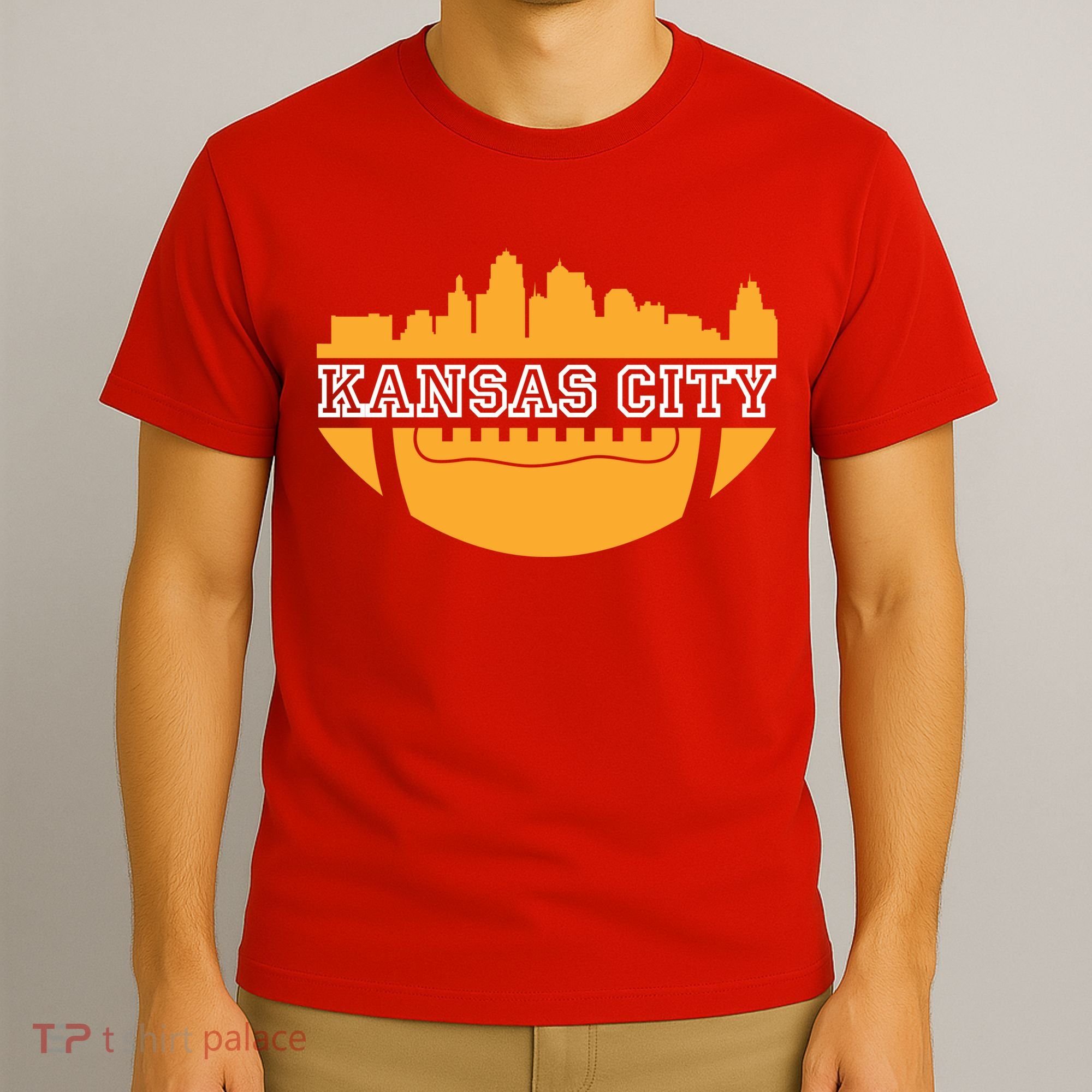 Kansas City Skyline Football T-Shirt
