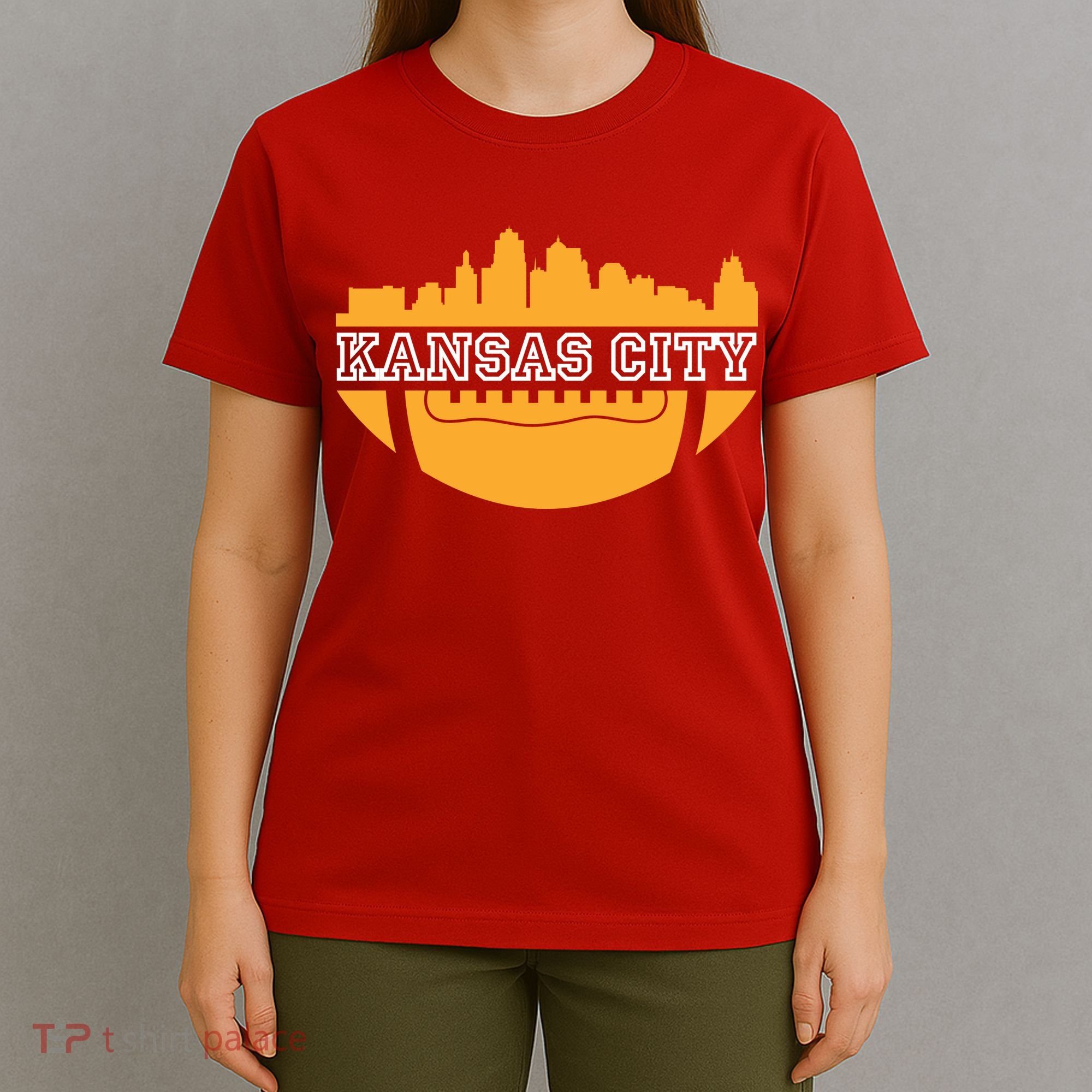 Kansas City Skyline Football T-Shirt