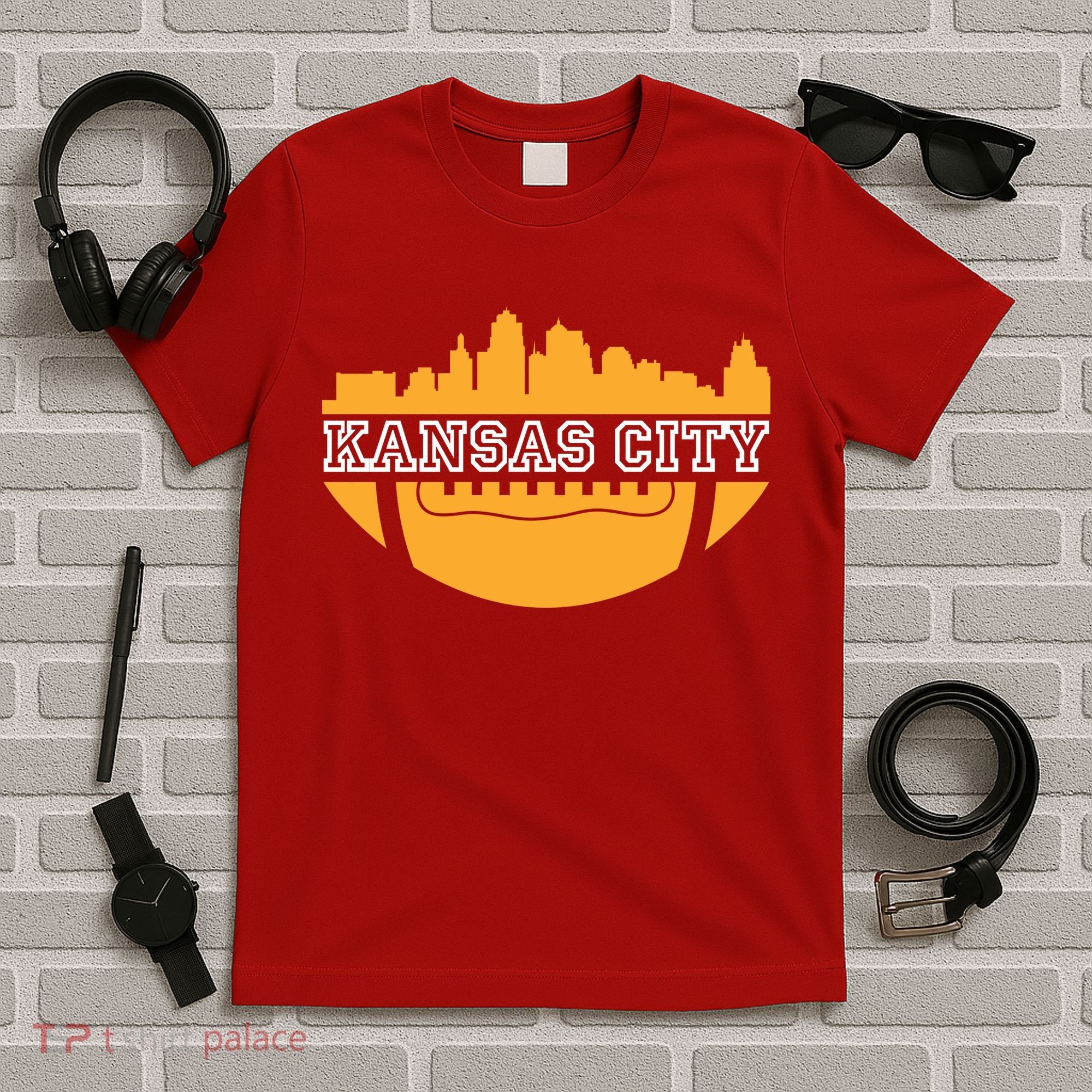 Kansas City Skyline Football T-Shirt