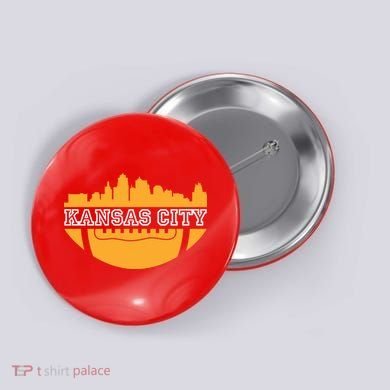 Kansas City Skyline Football Button