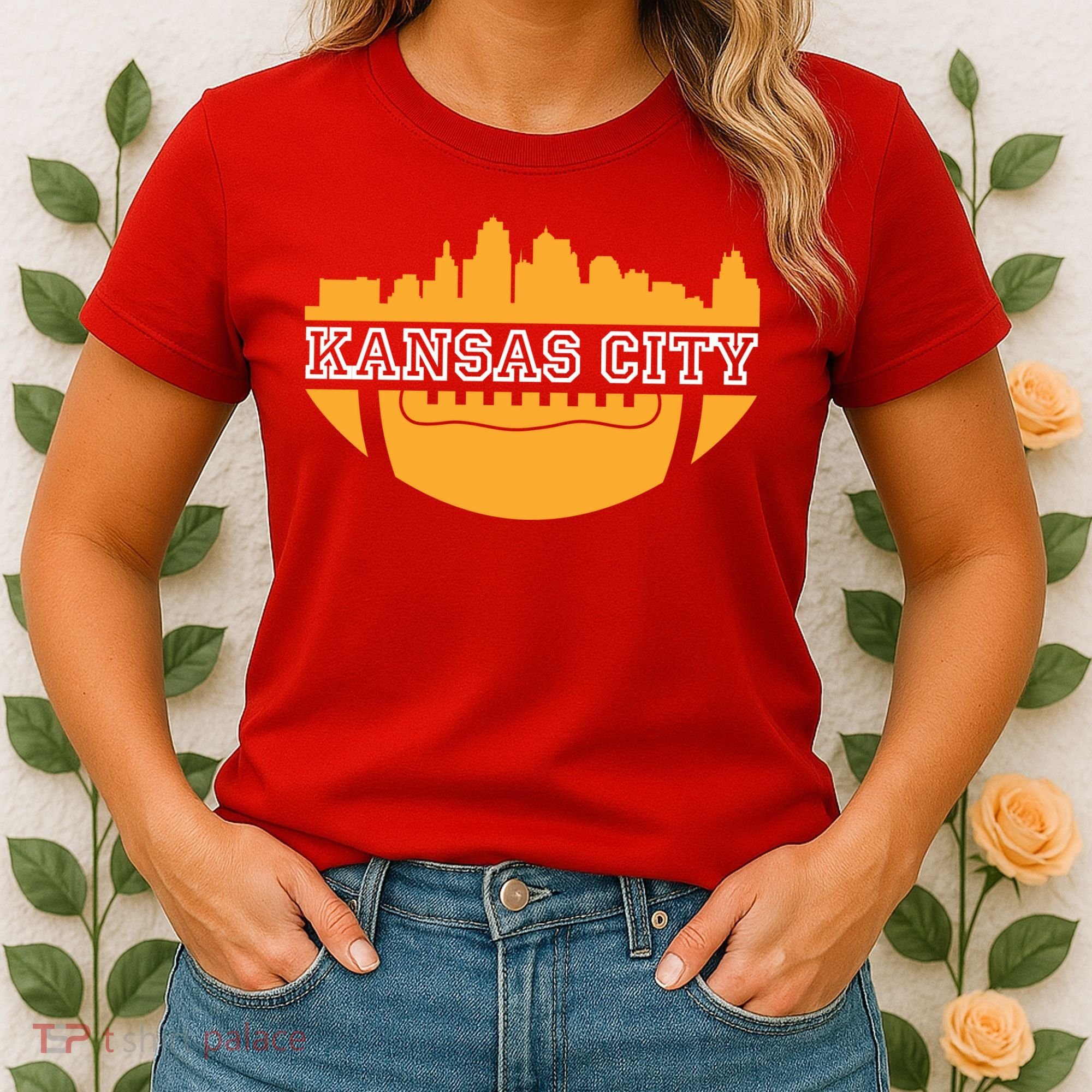 Kansas City Skyline Football Women's T-Shirt