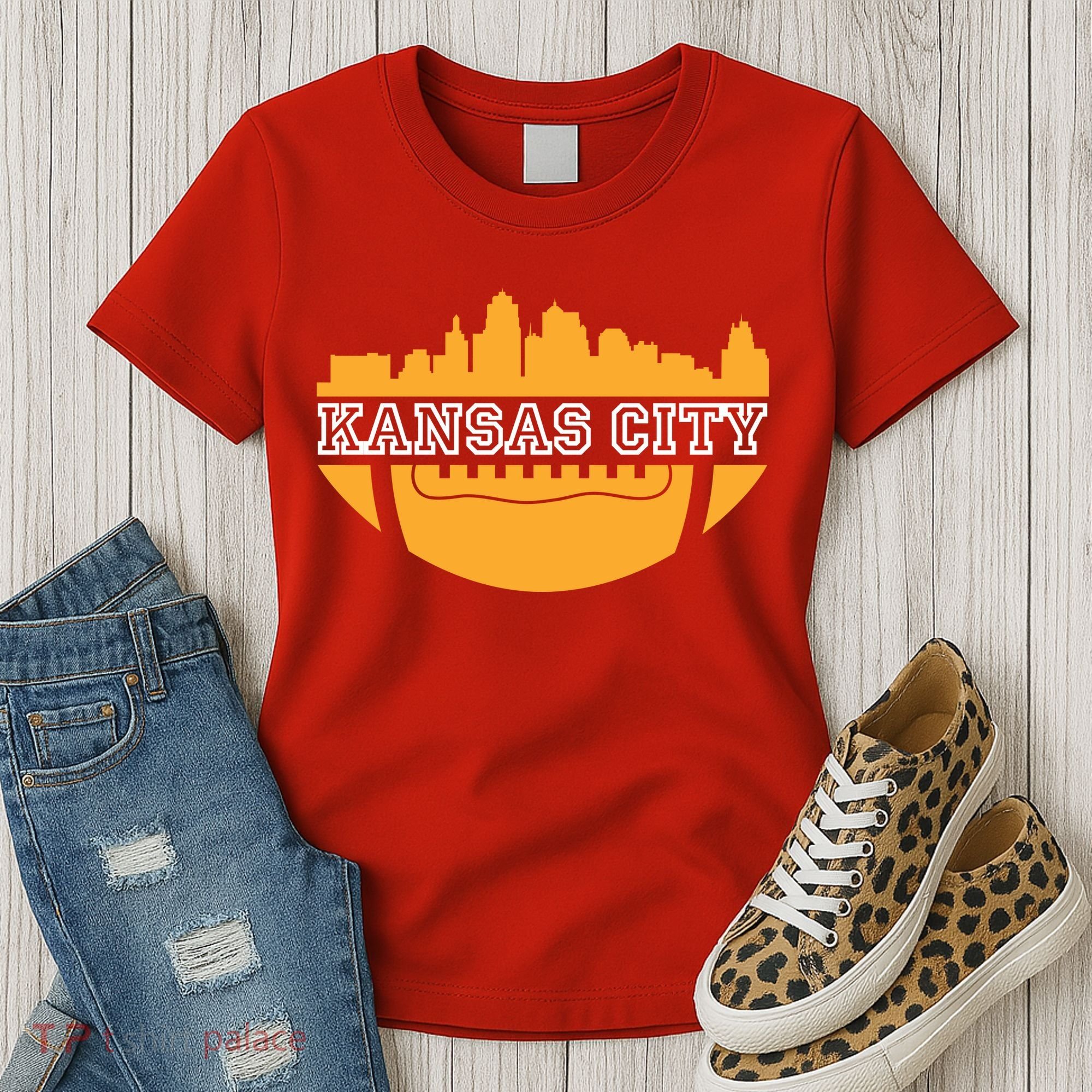 Kansas City Skyline Football Women's T-Shirt