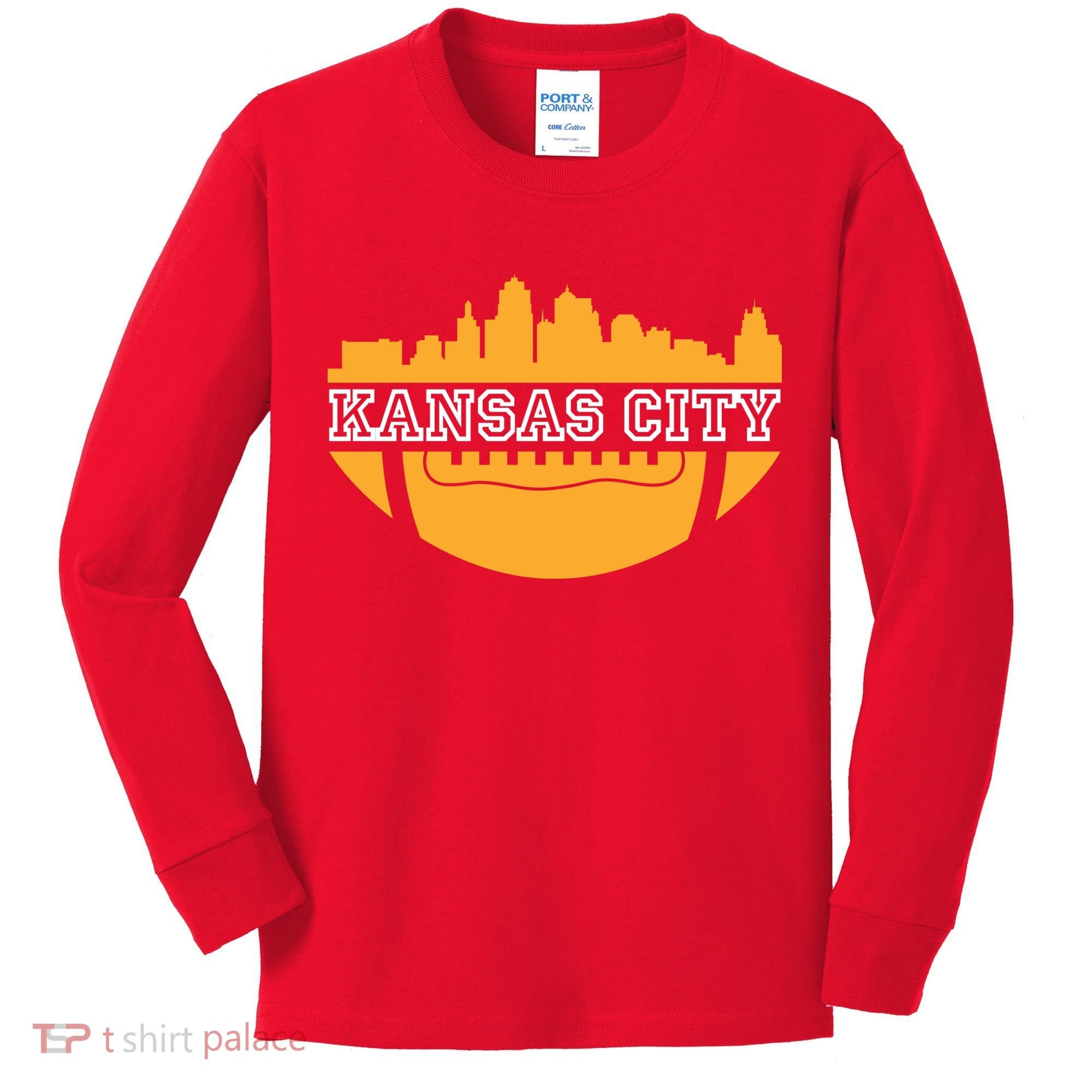 Kansas City Skyline Football Kids Long Sleeve Shirt
