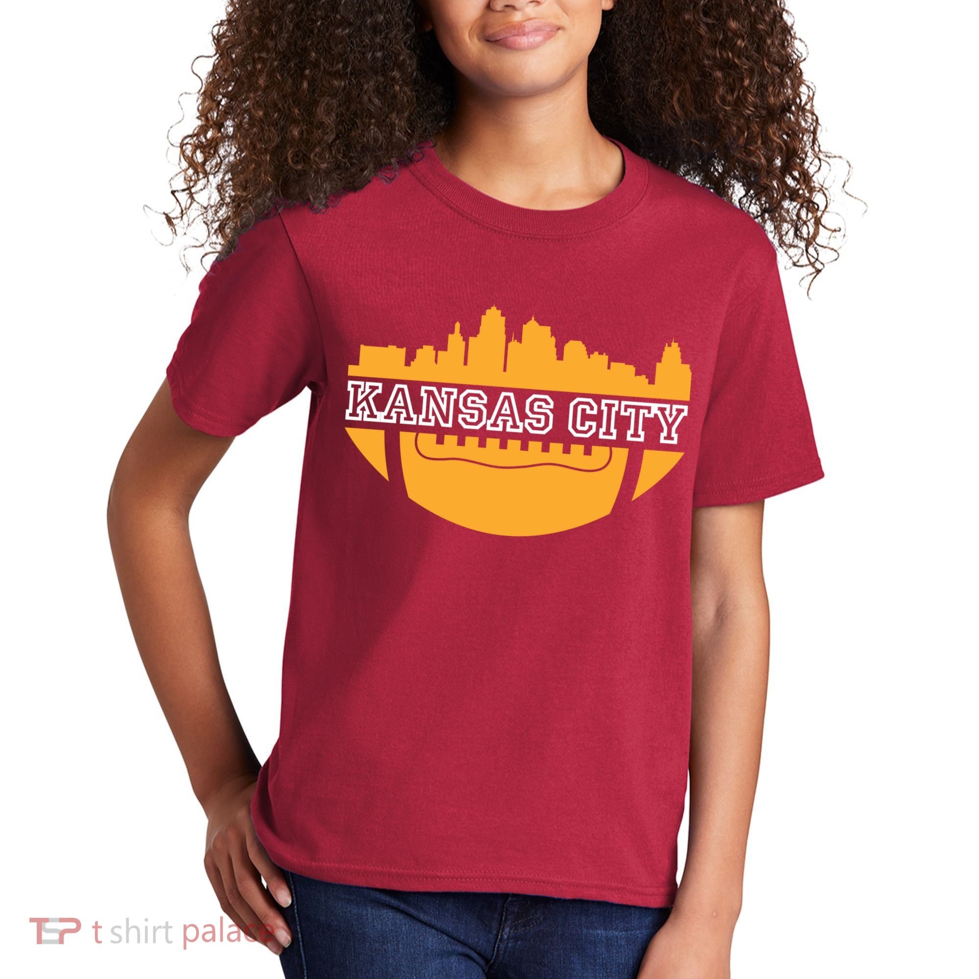 Kansas City Skyline Football Kids T-Shirt