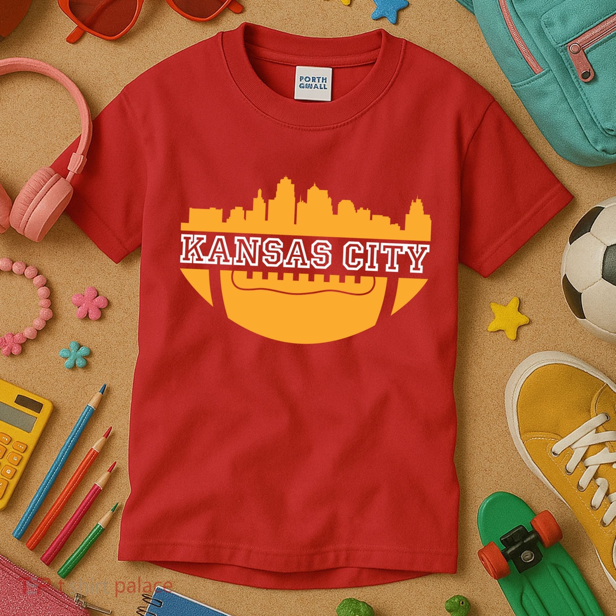 Kansas City Skyline Football Kids T-Shirt