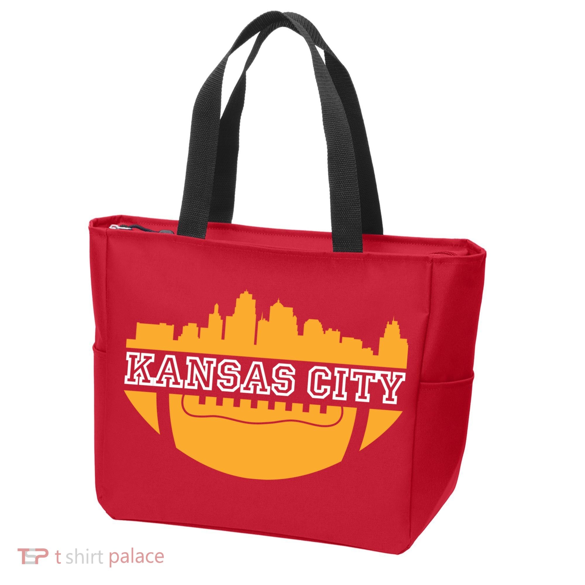 Kansas City Skyline Football Tote Bag
