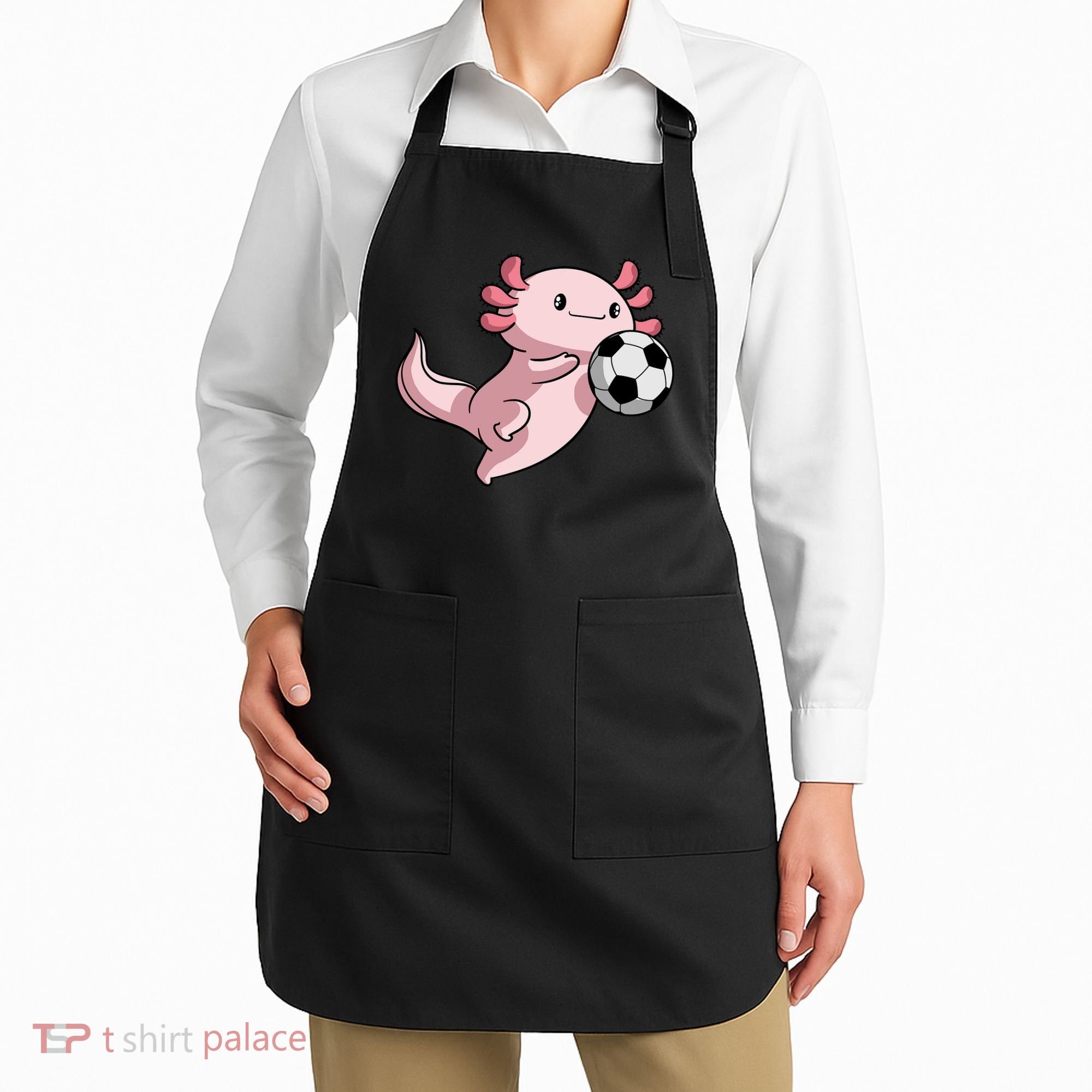 Kawaii Axolotl Pun Funny Soccer Player Apron