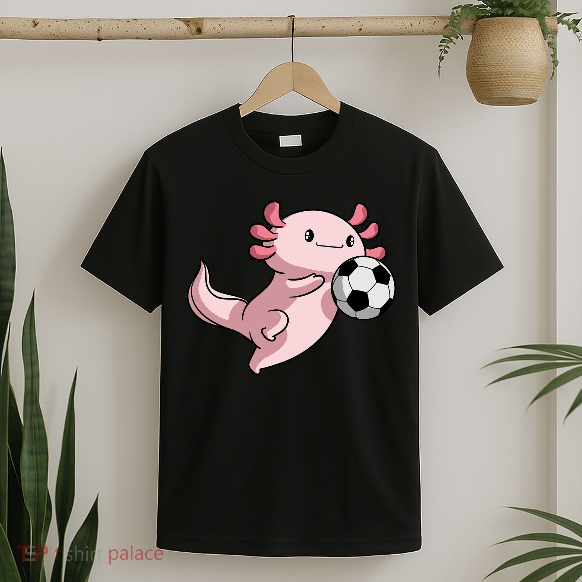 Kawaii Axolotl Pun Funny Soccer Player T-Shirt