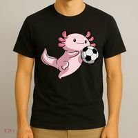 Kawaii Axolotl Pun Funny Soccer Player T-Shirt thumb 3