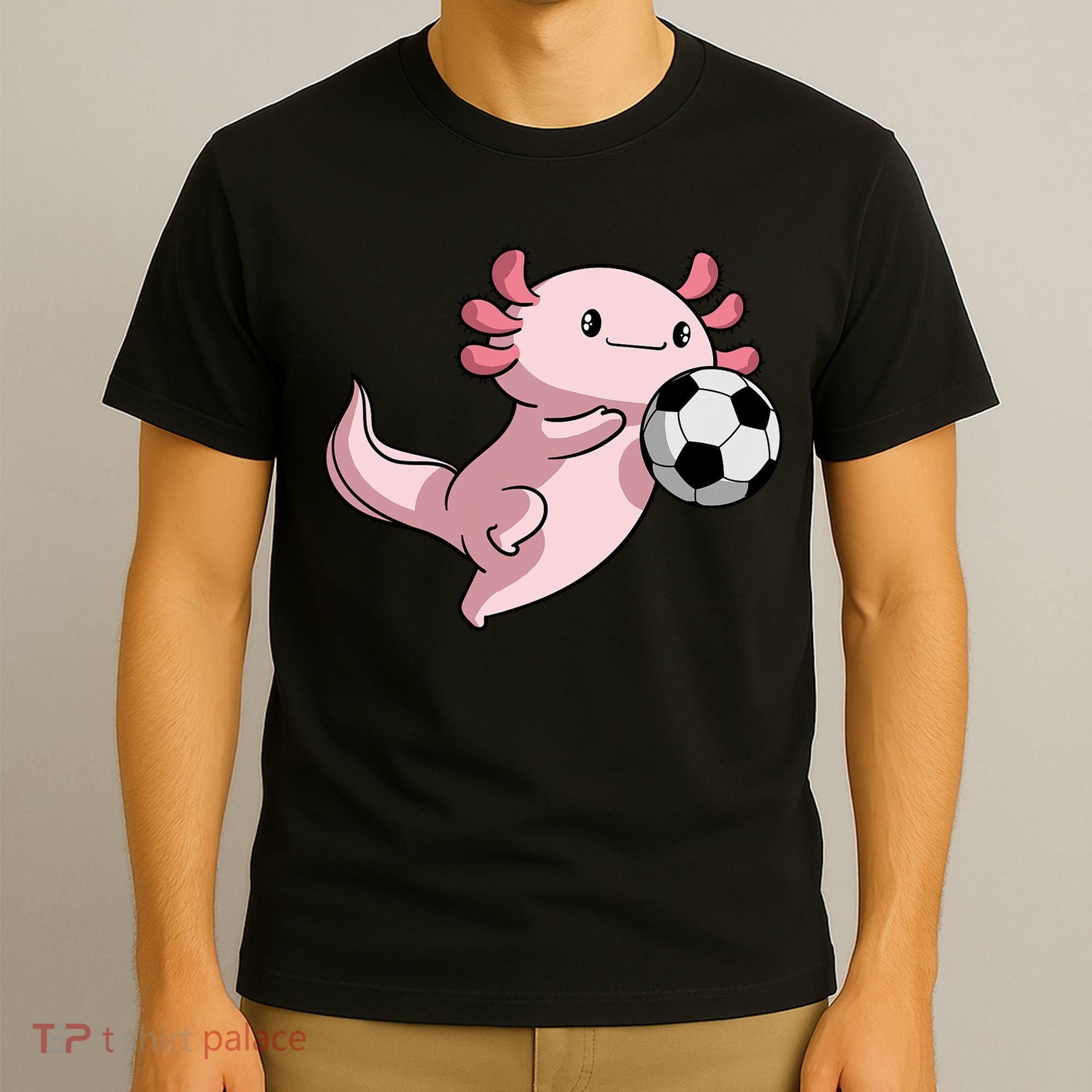 Kawaii Axolotl Pun Funny Soccer Player T-Shirt