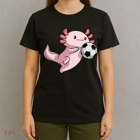 Kawaii Axolotl Pun Funny Soccer Player T-Shirt thumb 4